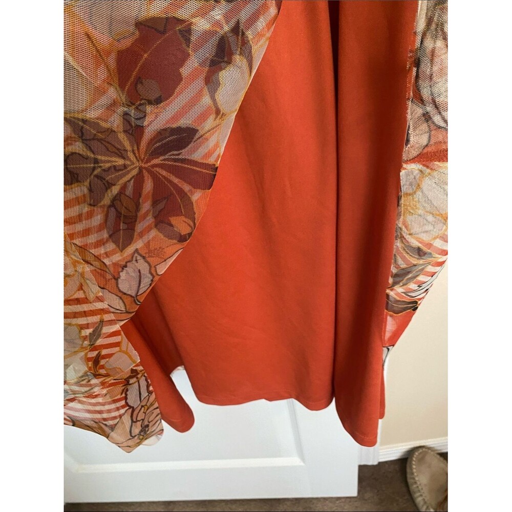 Candalite Petite FLORAL Halter Maxi Dress in Rust Orange, Yellow & Brown Sz LP - Picture 4 of 11